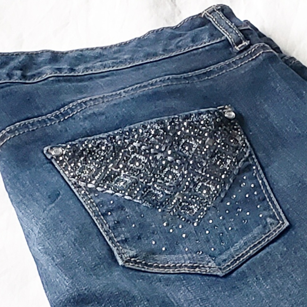 Women's Sparkling Denim Capri Pants Size 14P